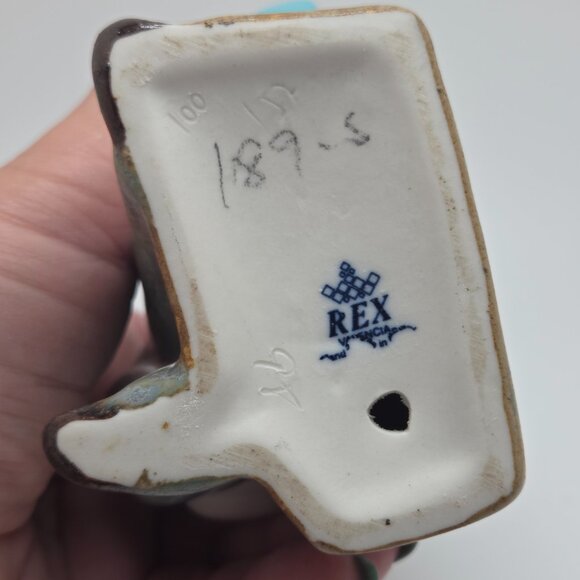 Vintage Hummelwerk Rex Valencia Spain Figurine Boy Cobalt Blue Leaning Porcelain - Picture 8 of 12